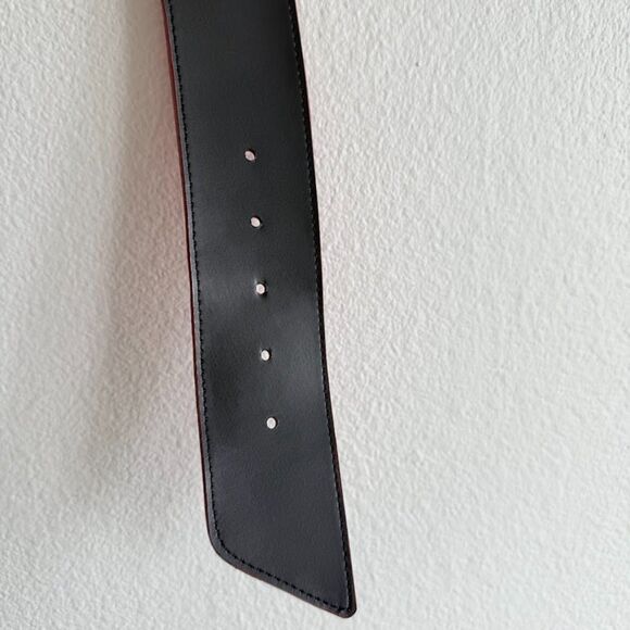 Vintage 1980's Axiom Lipstick Red Genuine Leather Wide Waist Belt size Medium - Picture 8 of 12